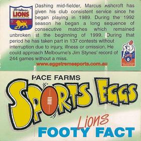 1999 Pace Farms AFL Egg Caricatures #NNO Brisbane Back